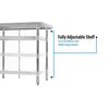 Bk Resources Work Table Stainless Steel With Undershelf, 1.5" Rear Riser 48"Wx18"D VTTR-1848